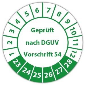Prüfplakette "Geprüft nach DGUV Vorschrift 54"