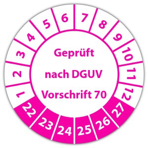 Prüfplakette Geprüft nach DGUV Vorschrift 70 - Prüfplaketten auf Rolle