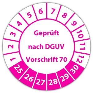Prüfplakette Geprüft nach DGUV Vorschrift 70 - DGUV Vorschrift 70 - Prüfkennzeichnung