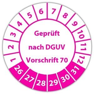 Prüfplakette "Geprüft nach DGUV Vorschrift 70"