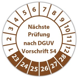 Prüfplakette "Nächste Prüfung nach DGUV Vorschrift 54"