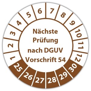 Prüfplakette "Nächste Prüfung nach DGUV Vorschrift 54"