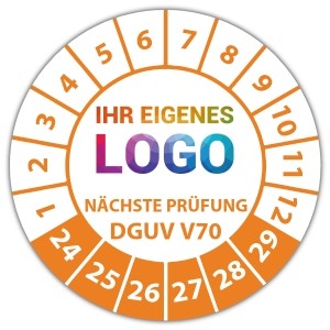 Prüfplakette "Nächste Prüfung nach DGUV Vorschrift 70" logo