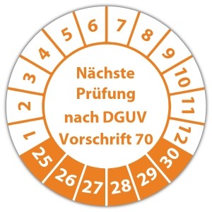 Prüfplakette Nächste Prüfung nach DGUV Vorschrift 70 - DGUV Vorschrift 70 - Prüfkennzeichnung
