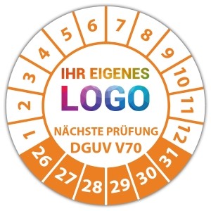 Prüfplakette Nächste Prüfung nach DGUV Vorschrift 70 - Prüfplaketten auf Rolle logo