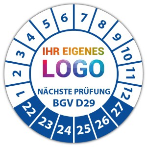 Prüfplakette "Geprüft nach BGV D29 Nächste Prüftermin" logo