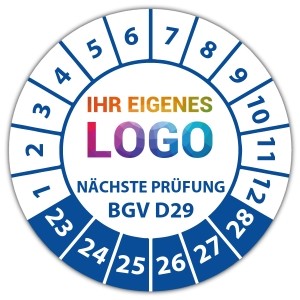 Prüfplakette "Geprüft nach BGV D29 Nächste Prüftermin" logo