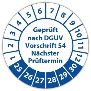 Prüfplakette Geprüft nach DGUV Vorschrift 54 Nächster Prüftermin - Prüfplaketten auf Rolle