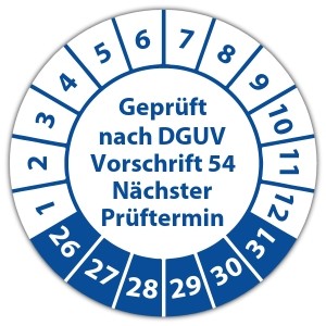 Prüfplakette Geprüft nach DGUV Vorschrift 54 Nächster Prüftermin - Prüfplaketten auf Rolle