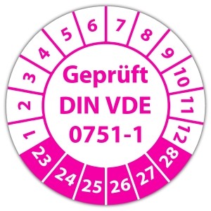 Prüfplakette "Geprüft DIN VDE 0751-1"