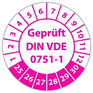 Prüfplakette Geprüft DIN VDE 0751-1 - Prüfplaketten auf Rolle