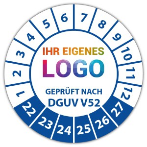 Prüfplakette Geprüft nach DGUV Vorschrift 52 - Prüfplaketten auf Rolle logo