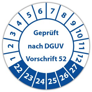 Prüfplakette Geprüft nach DGUV Vorschrift 52 - Prüfplaketten auf Rolle