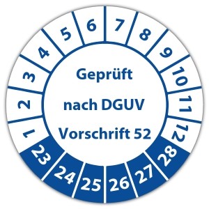 Prüfplakette "Geprüft nach DGUV Vorschrift 52"