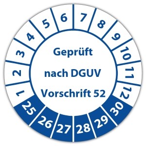 Prüfplakette Geprüft nach DGUV Vorschrift 52 - Prüfplaketten auf Rolle