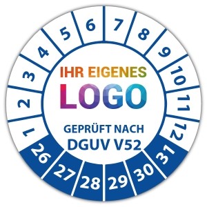 Prüfplakette Geprüft nach DGUV Vorschrift 52 - Prüfplaketten auf Rolle logo