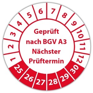Prüfplakette Geprüft nach BGV A3 Nächster Prüftermin - Prüfplaketten auf Rolle