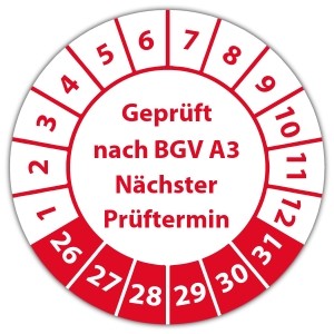 Prüfplakette Geprüft nach BGV A3 Nächster Prüftermin - Prüfplaketten auf Rolle
