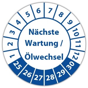 Prüfplakette Nächste Wartung / Ölwechsel - Prüfplaketten Neutral