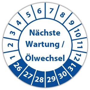 Prüfplakette Nächste Wartung / Ölwechsel - Prüfplaketten auf Rolle