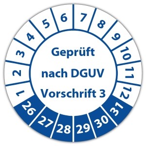 Prüfplakette Geprüft nach DGUV Vorschrift 3 - Prüfplaketten DGUV