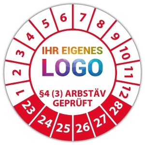 Prüfplakette "Brandschutztür geprüft gem.  §4 (3) ArbStäV" logo