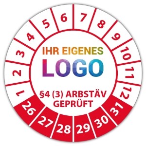 Prüfplakette Brandschutztür geprüft gem.  §4 (3) ArbStäV - Prüfplaketten auf Bogen logo
