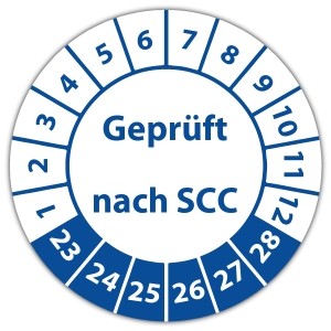 Prüfplakette Dokumentenfolie "Geprüft nach SCC"