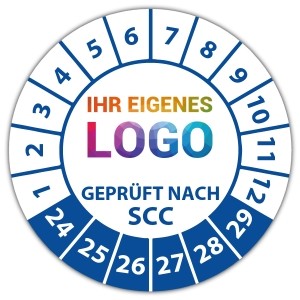 Prüfplakette Dokumentenfolie Geprüft nach SCC - Prüfplaketten Dokumentenfolie logo