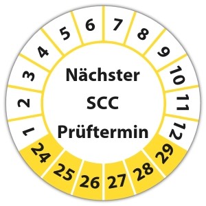 Prüfplakette Dokumentenfolie "Nächster SCC Prüftermin"