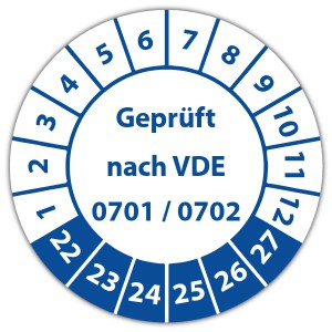 Prüfplakette "Geprüft nach VDE 0701 / 0702"