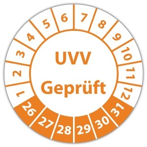 Prüfplakette UVV Geprüft - Prüfplaketten auf Bogen