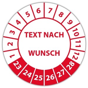 Prüfplakette mit Wunschtext - Prüfplaketten auf Bogen
