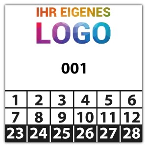 Prüfplakette Nummeriert mit Logo - Prüfplaketten Quadrat