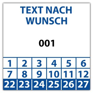Prüfplakette Nummeriert mit Wunschtext - Individuelle Prüfplaketten