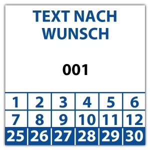 Prüfplakette Nummeriert mit Wunschtext - Prüfplaketten mit Wunschtext