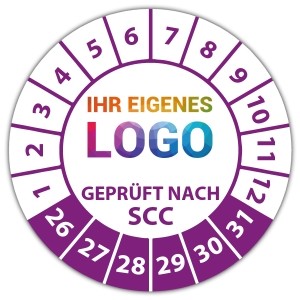 Prüfplakette Geprüft nach SCC - Prüfplaketten UVV logo