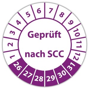 Prüfplakette Geprüft nach SCC - Prüfplaketten UVV