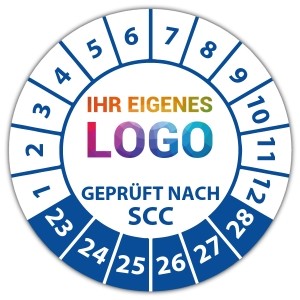 Prüfplakette Geprüft nach SCC - Prüfplaketten auf Rolle logo