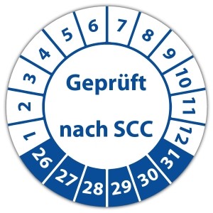 Prüfplakette Geprüft nach SCC - Prüfplaketten UVV