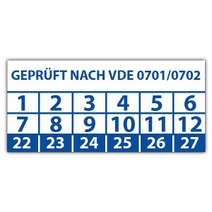 Prüfplakette "Geprüft nach VDE 0701 / 0702"