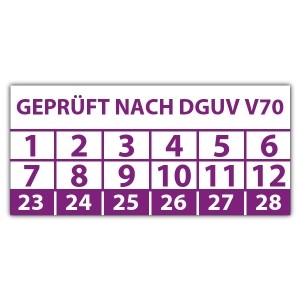 Prüfplakette Geprüft nach DGUV V70 - DGUV Vorschrift 70 - Prüfkennzeichnung