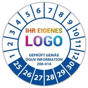 Prüfplakette Geprüft gem. DGUV Information 208-016 - Prüfplaketten DGUV logo