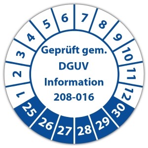 Prüfplakette Geprüft gem. DGUV Information 208-016 - Prüfplaketten DGUV