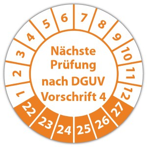 Prüfplakette Nächste Prüfung nach DGUV Vorschrift 4 - Prüfplaketten auf Bogen