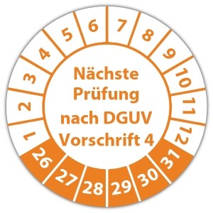Prüfplakette Nächste Prüfung nach DGUV Vorschrift 4 - Prüfplaketten auf Bogen