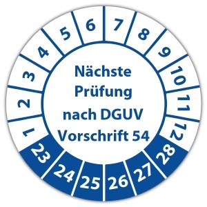 Prüfplakette Nächste Prüfung nach DGUV Vorschrift 54 - Prüfplaketten auf Bogen
