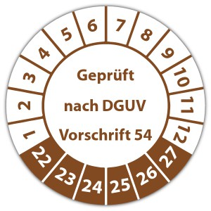 Prüfplakette Geprüft nach DGUV Vorschrift 54 - Prüfplaketten DGUV