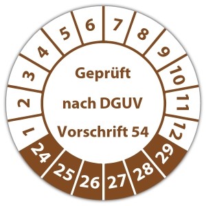 Prüfplakette "Geprüft nach DGUV Vorschrift 54"