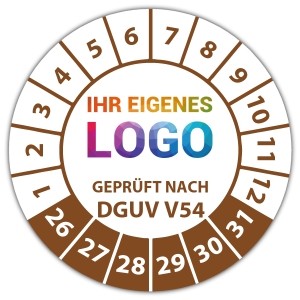 Prüfplakette Geprüft nach DGUV Vorschrift 54 - Prüfplaketten auf Bogen logo